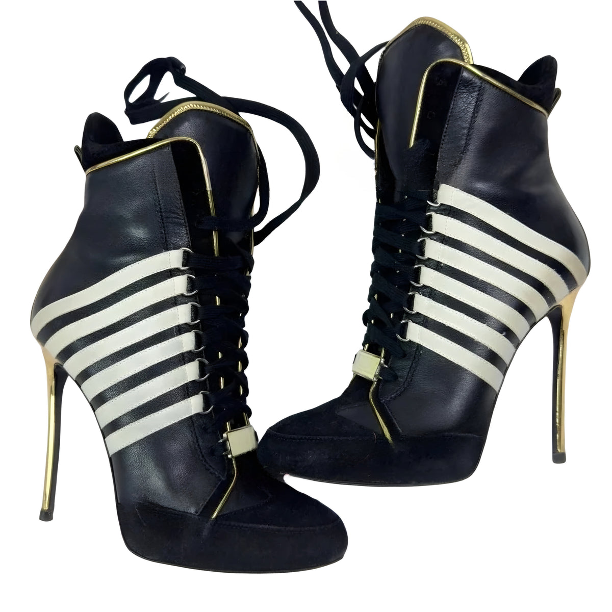 TEEK - White High Top Sneaker Heeled Boots SHOES theteekdotcom black 5.5
