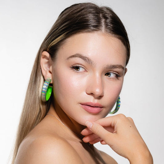 TEEK - Rave Lucite Hoop Earrings | Neon Green JEWELRY TEEK GNH