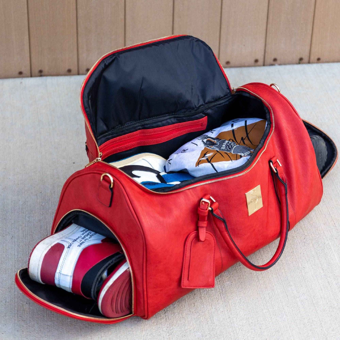 TEEK - Red Tumbled Leather Weekender Duffle Bag BAG TEEK SP