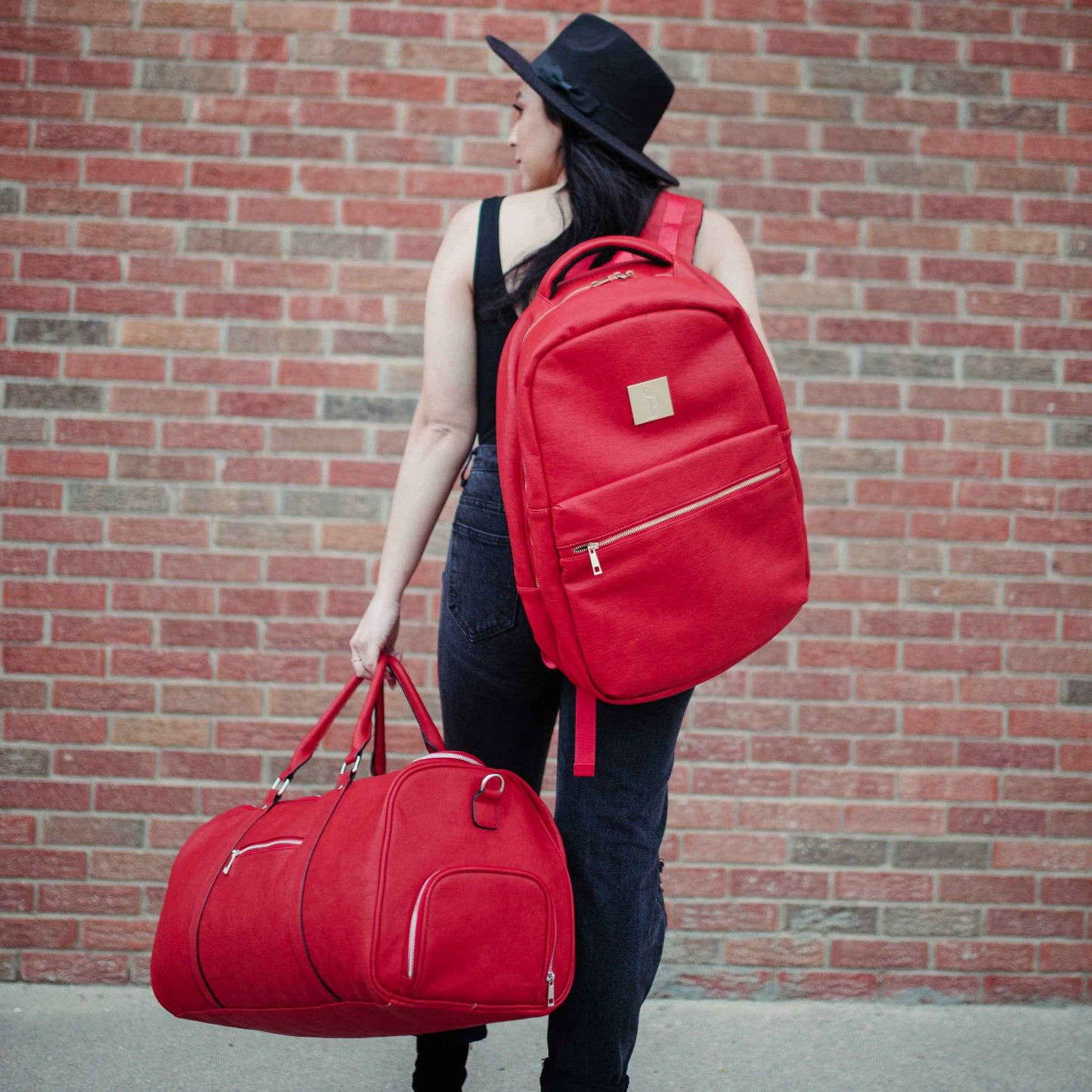 TEEK - Red Leather Commuter Backpack Bag BAG TEEK SP