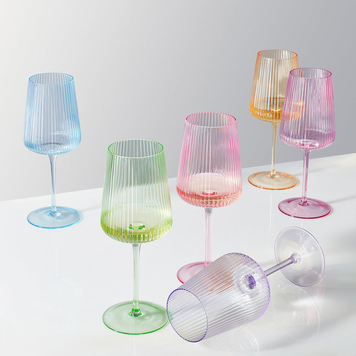 TEEK - Monet Ribbed Stemmed Wine Glassware Set HOME DECOR TEEK KS