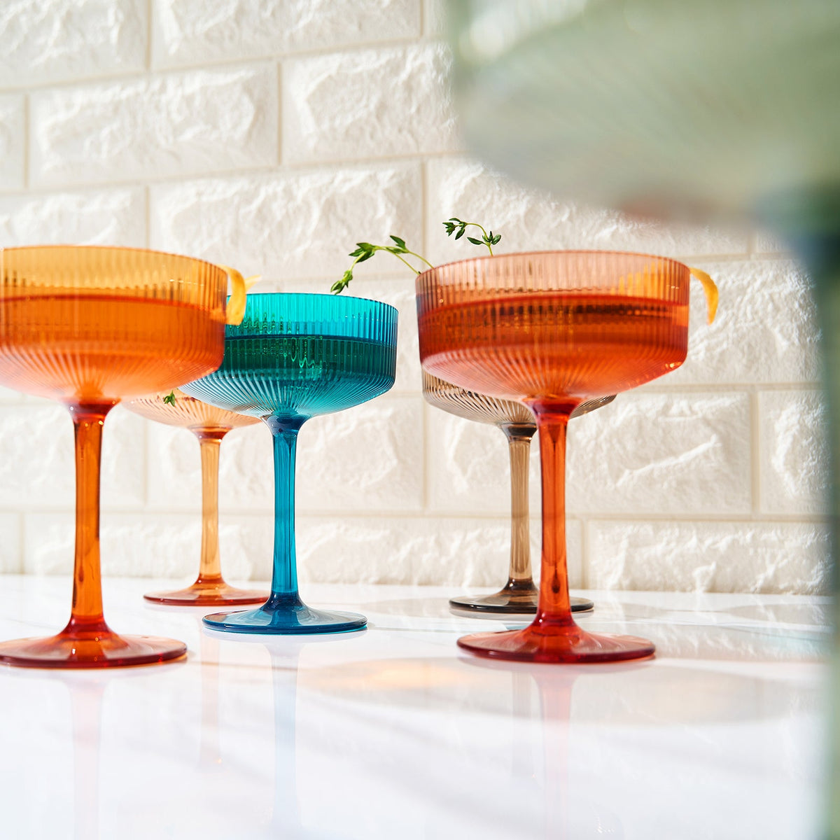 TEEK - Eze Acrylic Ribbed Champagne Coupe Cocktail Glassware Set HOME DECOR TEEK KS