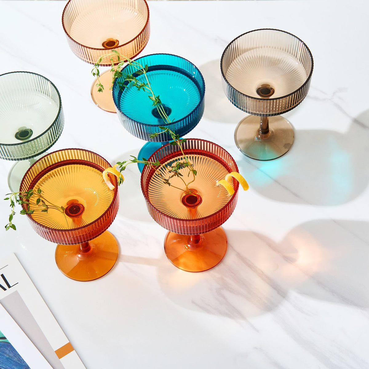 TEEK - Eze Acrylic Ribbed Champagne Coupe Cocktail Glassware Set HOME DECOR TEEK KS