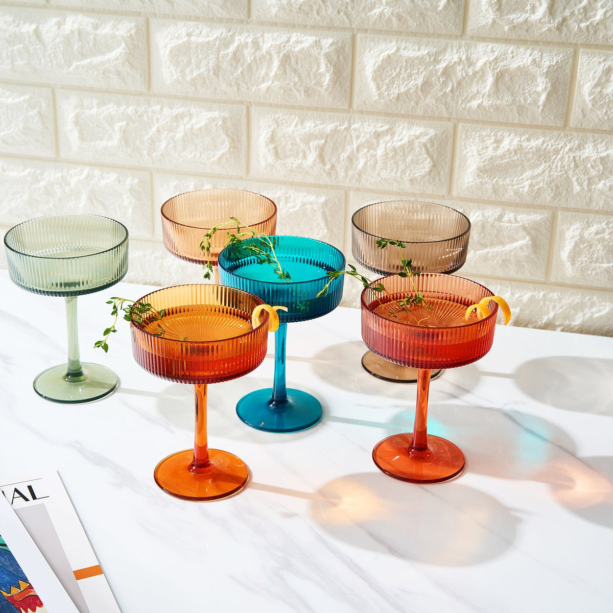 TEEK - Eze Acrylic Ribbed Champagne Coupe Cocktail Glassware Set HOME DECOR TEEK KS