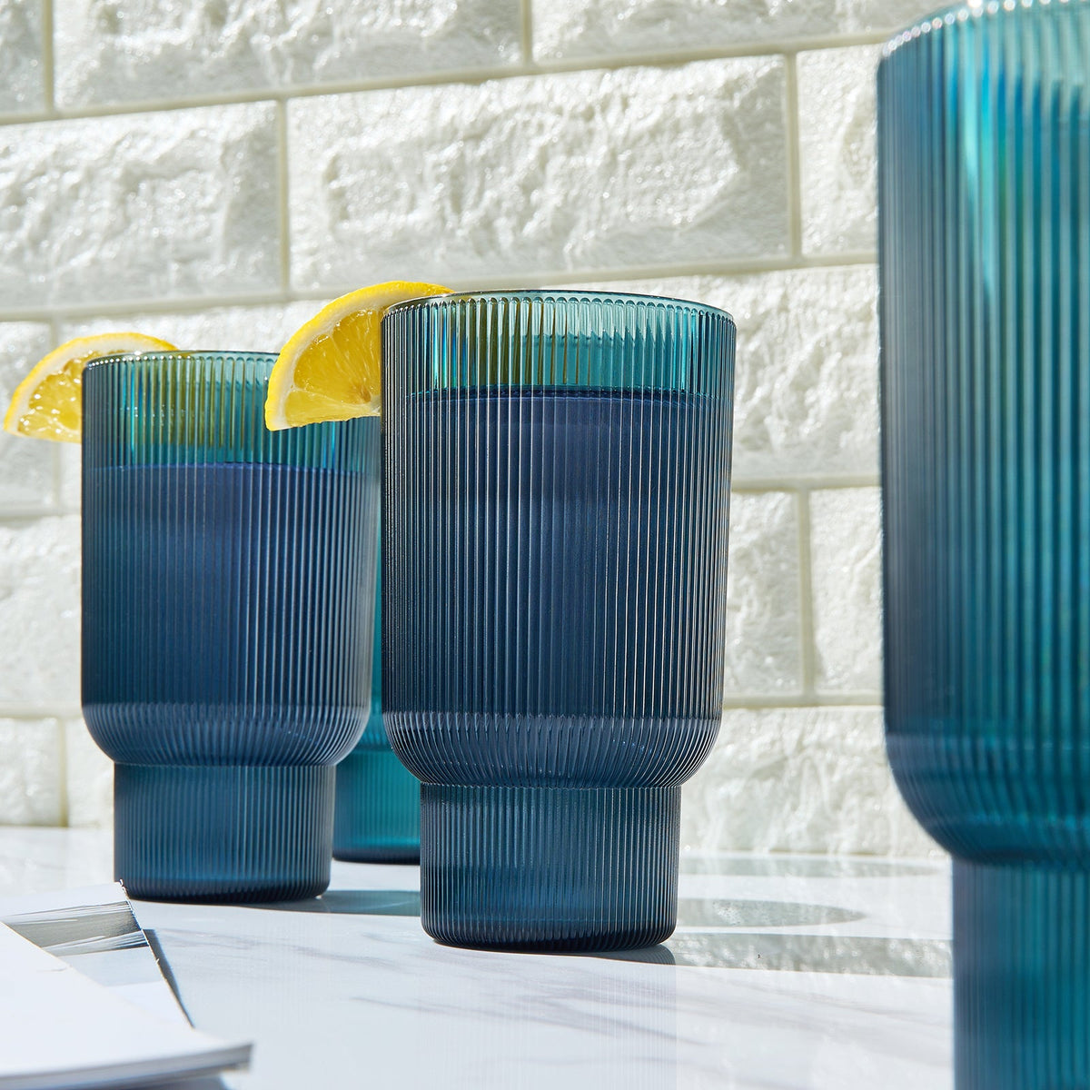 TEEK - Eze Acrylic Ribbed Highball Glassware Set HOME DECOR TEEK KS