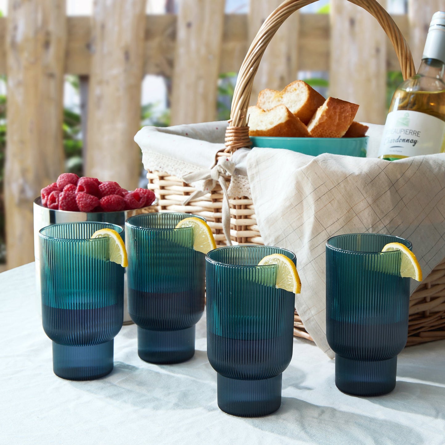 TEEK - Eze Acrylic Ribbed Highball Glassware Set HOME DECOR TEEK KS