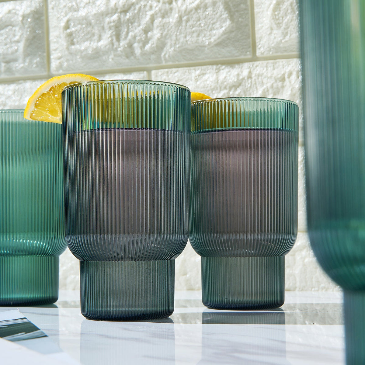 TEEK - Eze Acrylic Ribbed Highball Glassware Set HOME DECOR TEEK KS
