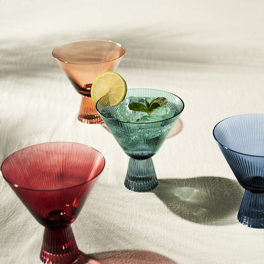 TEEK - Tonal Ribbed Martini Cocktail Glassware Set of 4 HOME DECOR TEEK KS