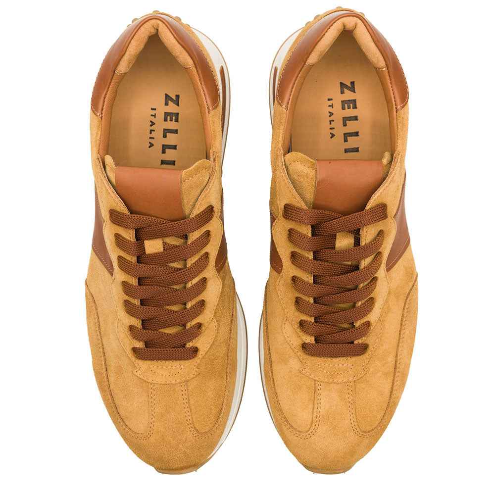TEEK - 66-265-CGN ROXI Suede & Calfskin Sneaker, Cognac SHOES TEEK ZI