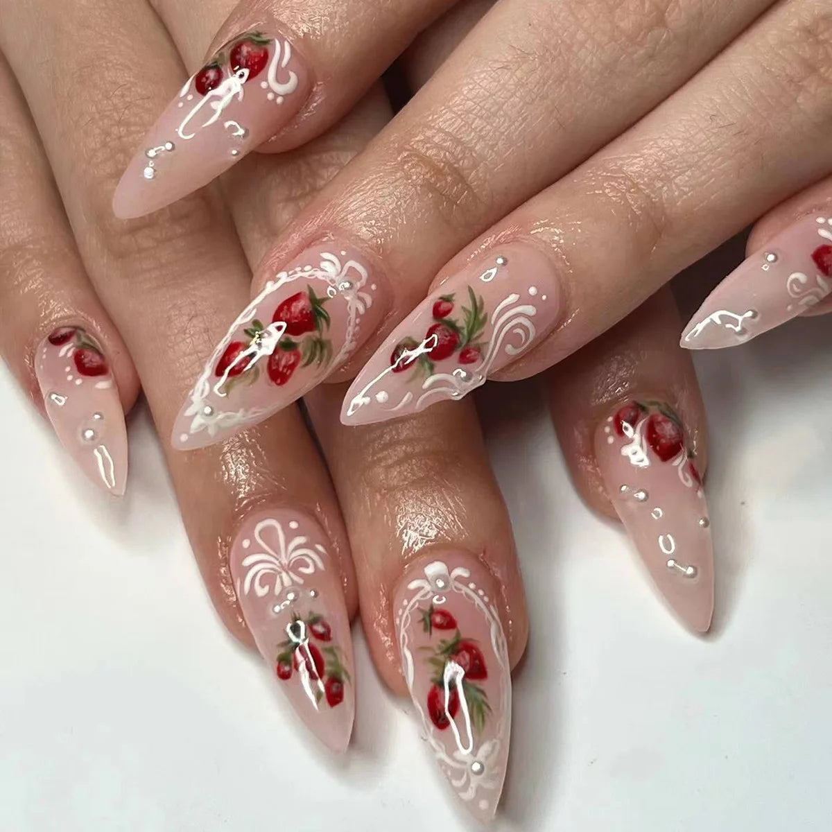 TEEK - 24pcs Romantic Decor False Almond Nails NAIL ART theteekdotcom 1