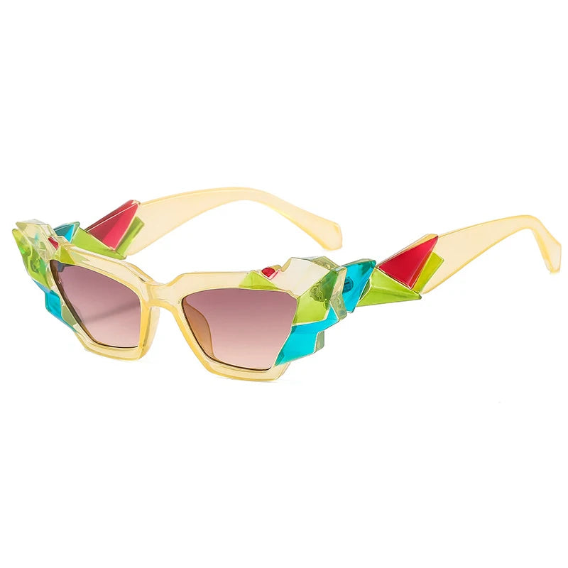 TEEK - Color Collage Cateye Sunglasses EYEGLASSES theteekdotcom Yellow-Brown