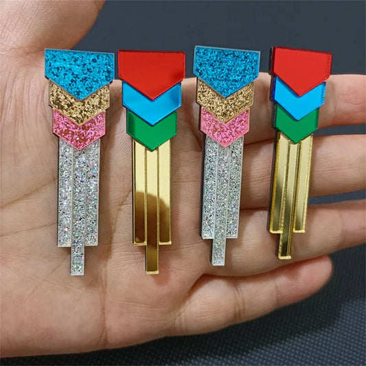 TEEK - Multicolor Stripes Splice Plate Earrings JEWELRY theteekdotcom