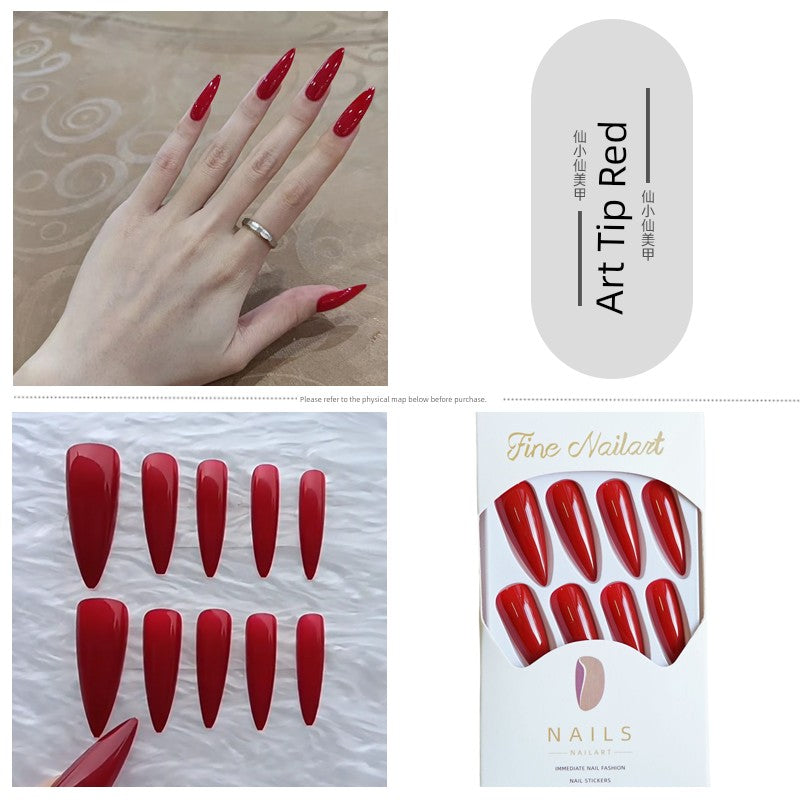 TEEK - Pointed Nail False Nail Set NAIL ART theteekdotcom 106-Art Pointed Head Is Red