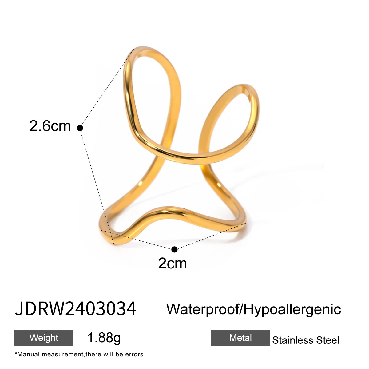 TEEK - 18K Gold Color Plated Stainless Steel Stackable Ring JEWELRY theteekdotcom JDRW2403034