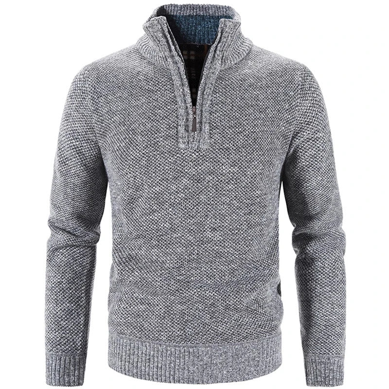 TEEK - Mens Fleece Half Zipper Turtleneck Pullover Sweater SWEATER theteekdotcom Light Grey US XS | Asian M