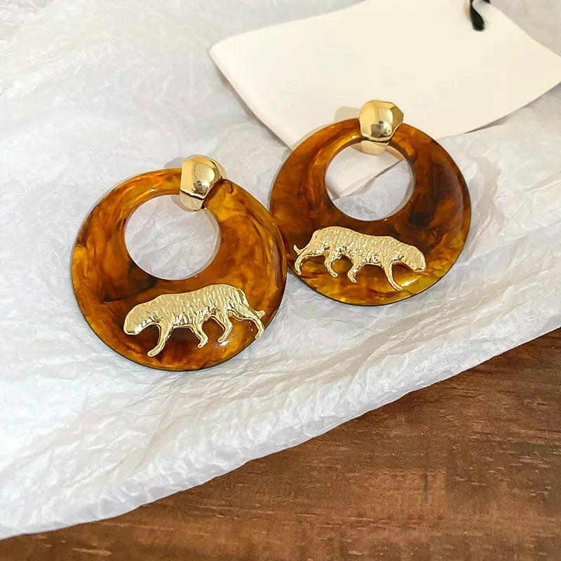 TEEK - Maillard Smudged Tiger Animal Resin Earrings