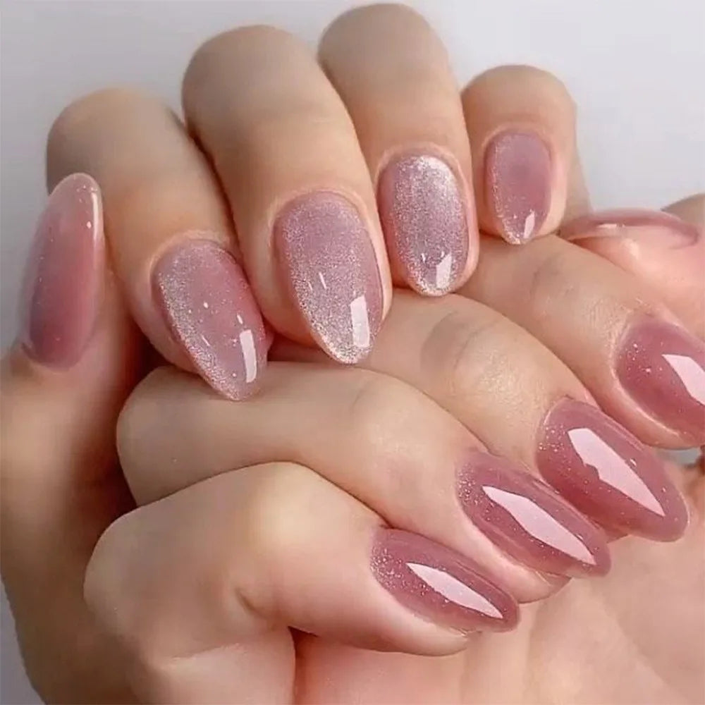 TEEK - 24Pcs Sheer Tip 3D Acrylic Almond Medium Press on Fake Nails NAIL ART theteekdotcom 24