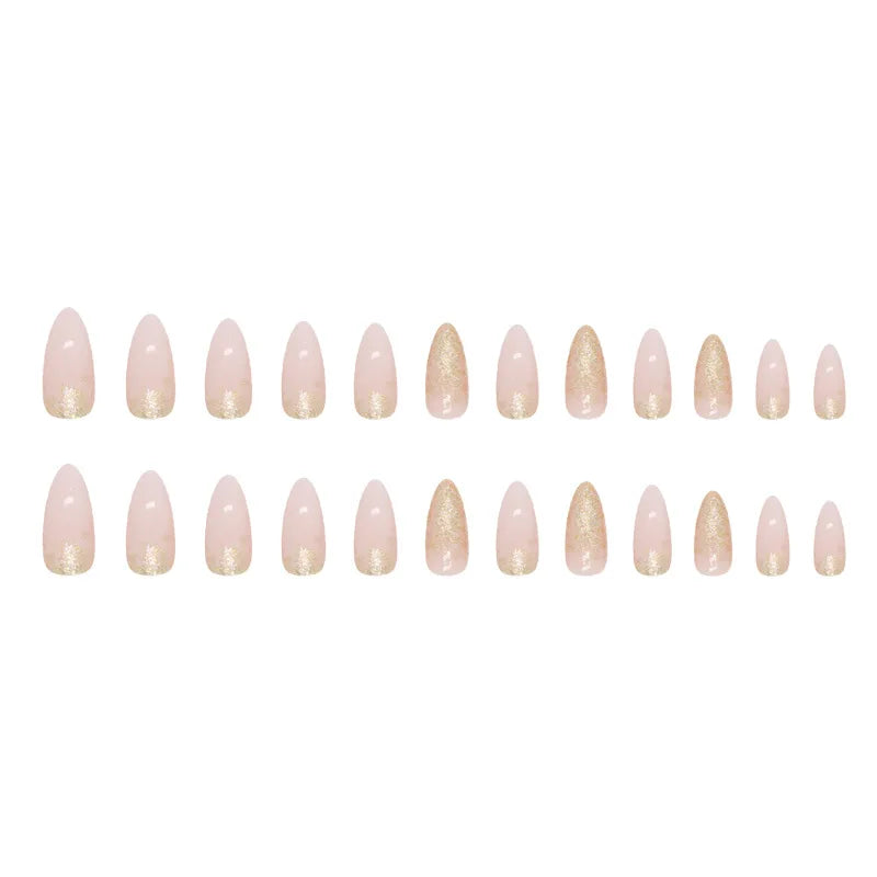 TEEK - 24-piece Long French Minimalist Flash Gold Nails NAIL ART theteekdotcom
