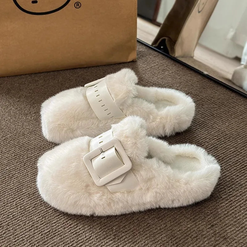 TEEK - Plush Thicked Platform Anti-Slip Slippers SHOES theteekdotcom beige B 5.5