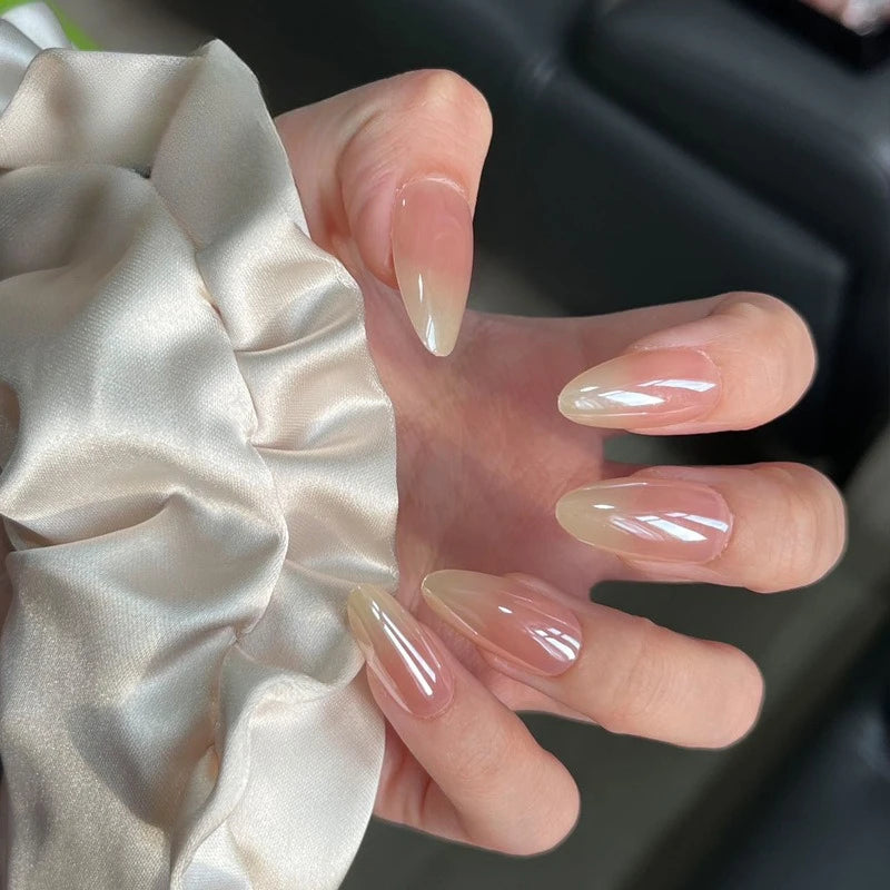 TEEK - 24Pcs Sheer Tip 3D Acrylic Almond Medium Press on Fake Nails NAIL ART theteekdotcom 14