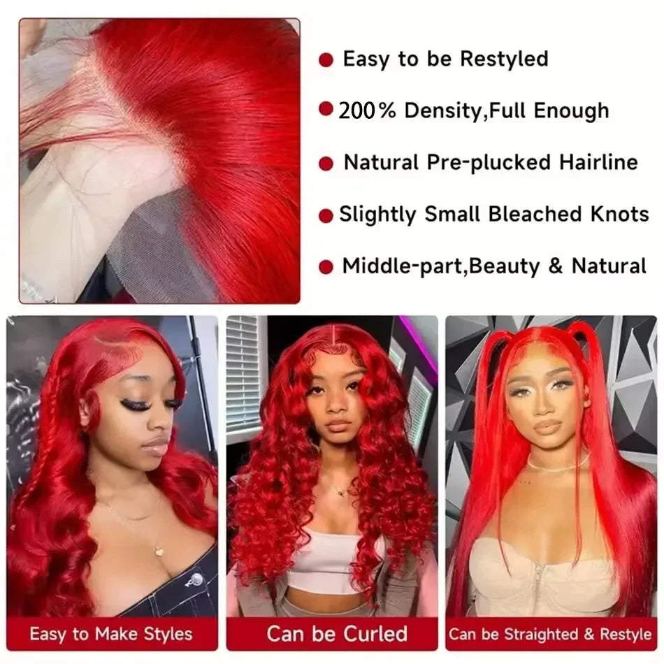 TEEK - Hot Red 13x6 Hd Lace Frontal Wig HAIR TEEK H