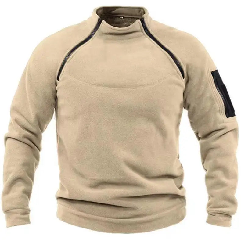 TEEK - Mens Double Zip Tide Sweatshirt TOPS theteekdotcom Khaki 2 S