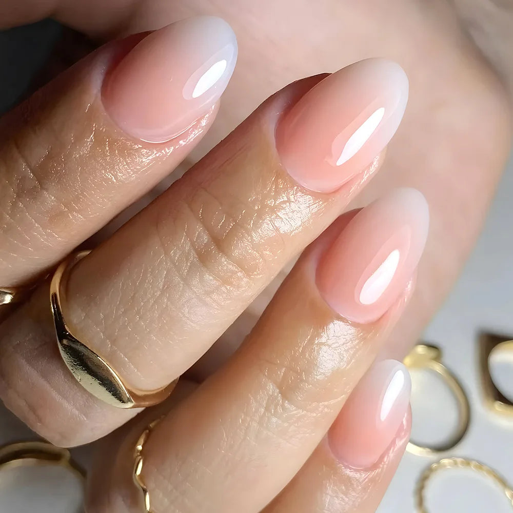 TEEK - 24Pcs Sheer Tip 3D Acrylic Almond Medium Press on Fake Nails NAIL ART theteekdotcom 6