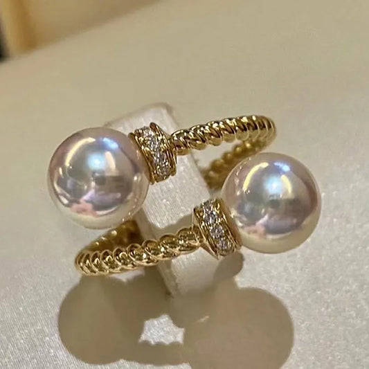 TEEK - Double Imitation Pearl Ring JEWELRY theteekdotcom