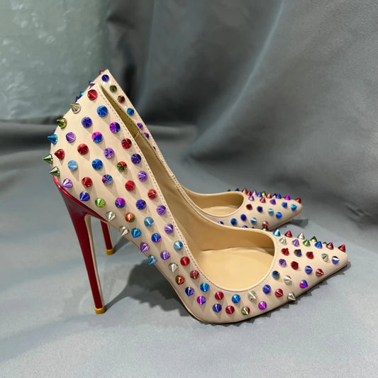 TEEK - Rainbow Spike Rivets Pumps SHOES theteekdotcom