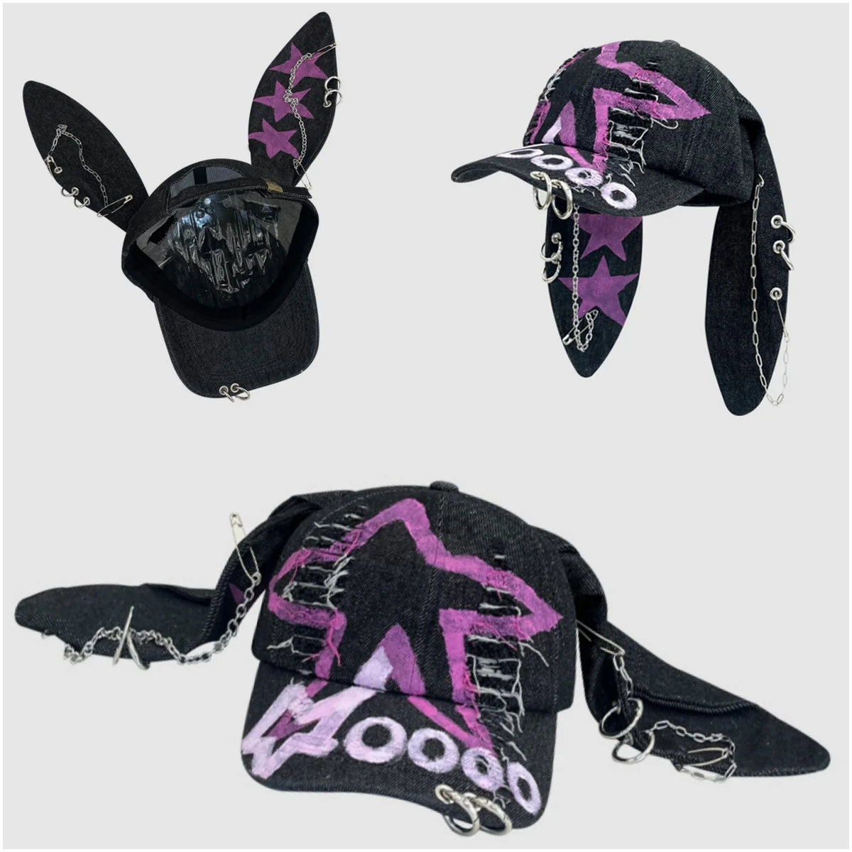TEEK - Goth Denim Ripped Baseball Cap HAT theteekdotcom