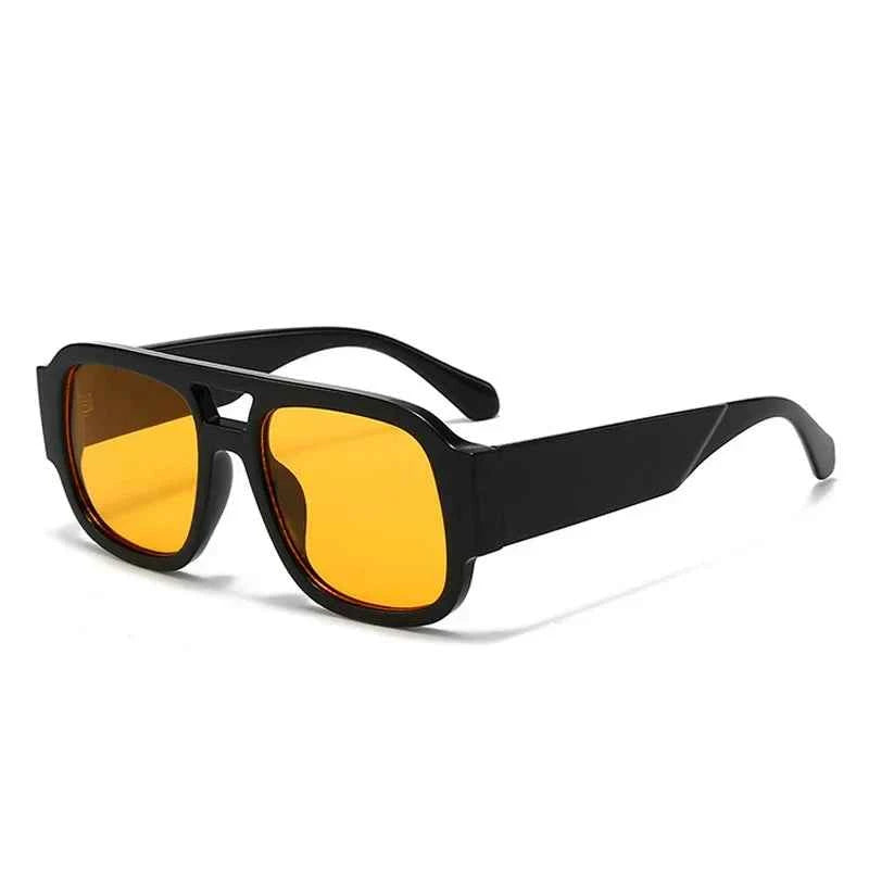 TEEK - Candy Color Double Bridges Square Sunglasses Shades UV400 EYEGLASSES theteekdotcom Black orange