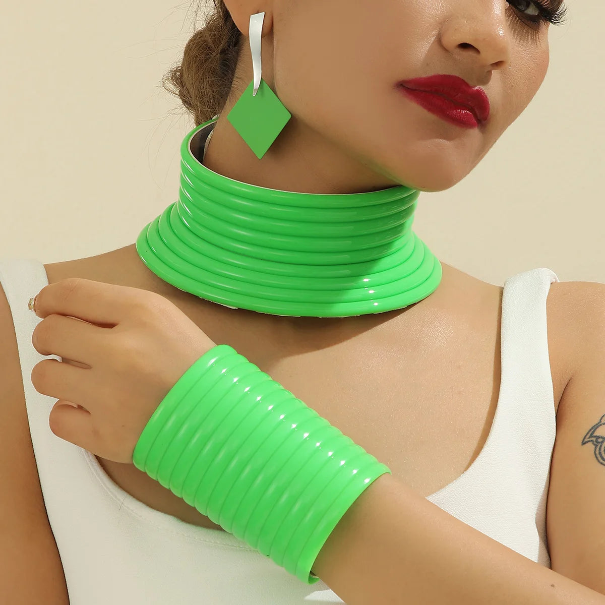 TEEK - Vintage Stacked Statement Necklace Jewelry Set JEWELRY theteekdotcom Cyan