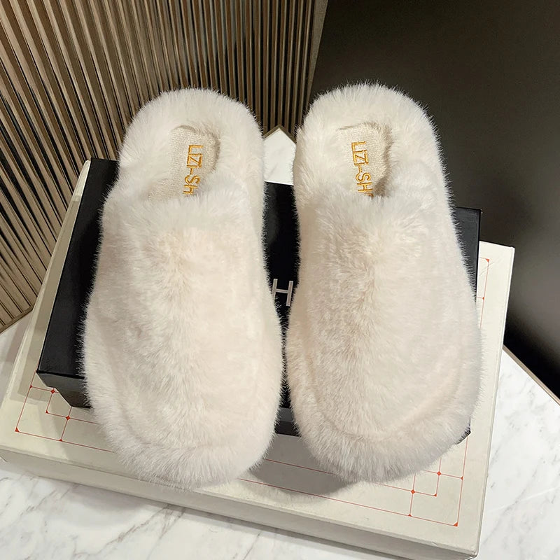 TEEK - Plush Thicked Platform Anti-Slip Slippers SHOES theteekdotcom beige A 5.5