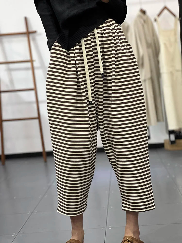 TEEK - Striped Personality Elasticated Waist Pants PANTS theteekdotcom   
