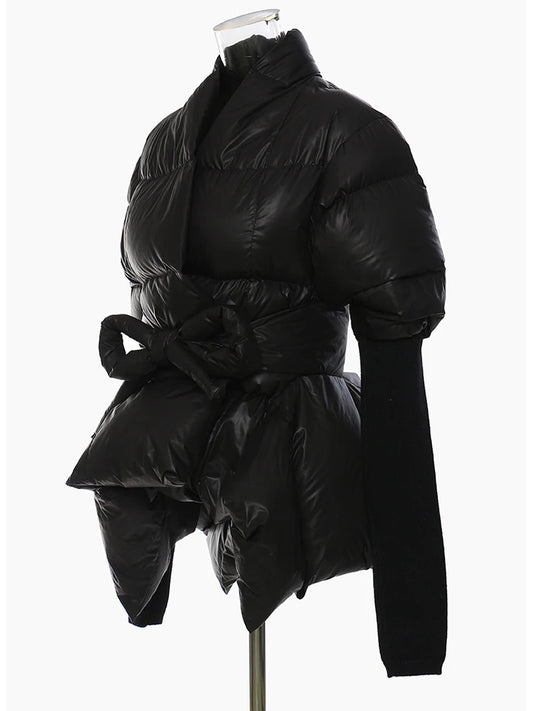 TEEK - Cotton-Padded Belted Knitted Sleeve Jacket JACKET theteekdotcom