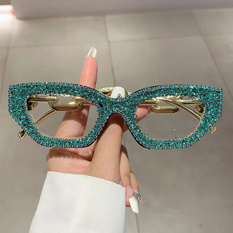 TEEK - Diamond Rhinestone Vintage Fashion Glasses EYEGLASSES theteekdotcom Blue Diamond