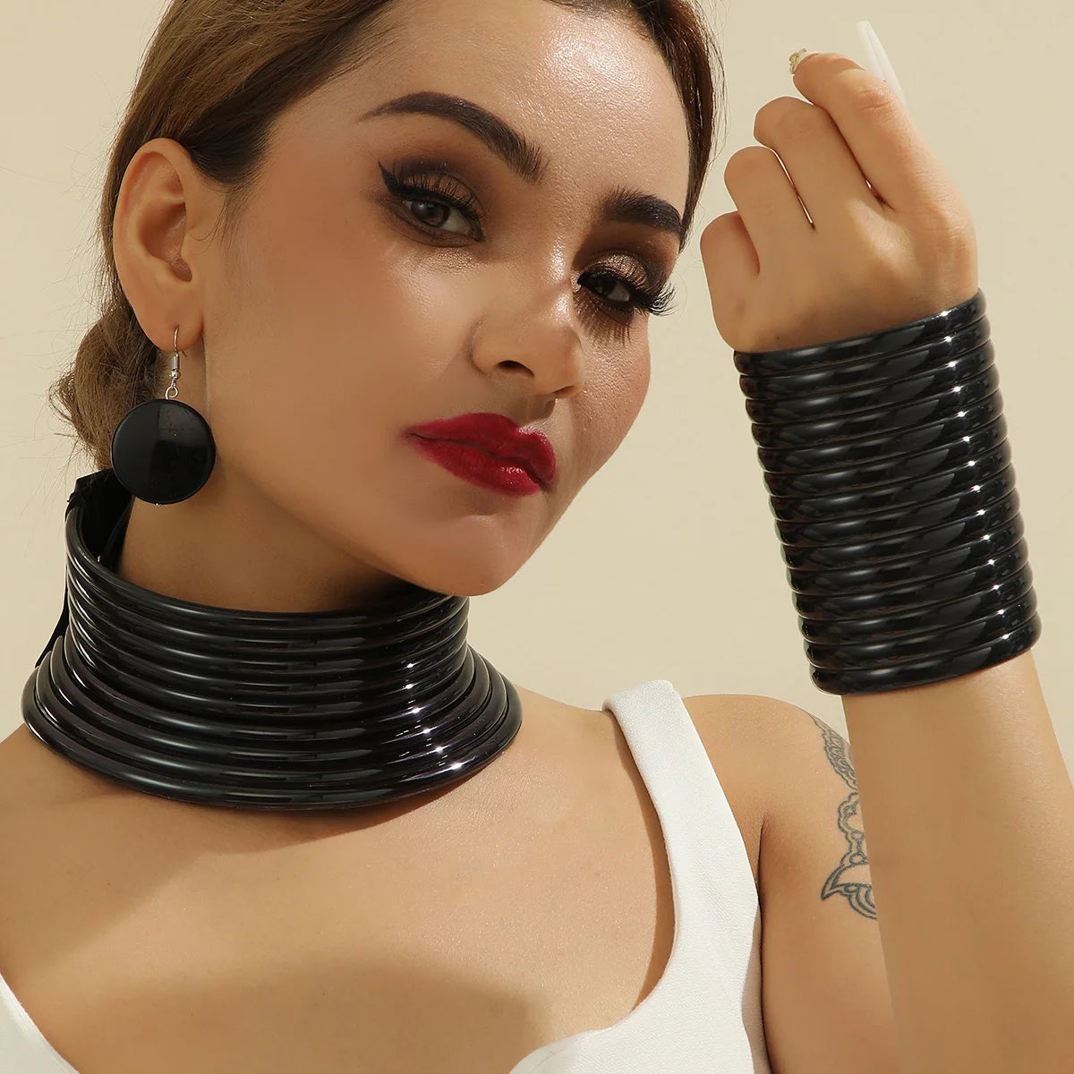 TEEK - Vintage Stacked Statement Necklace Jewelry Set JEWELRY theteekdotcom Black