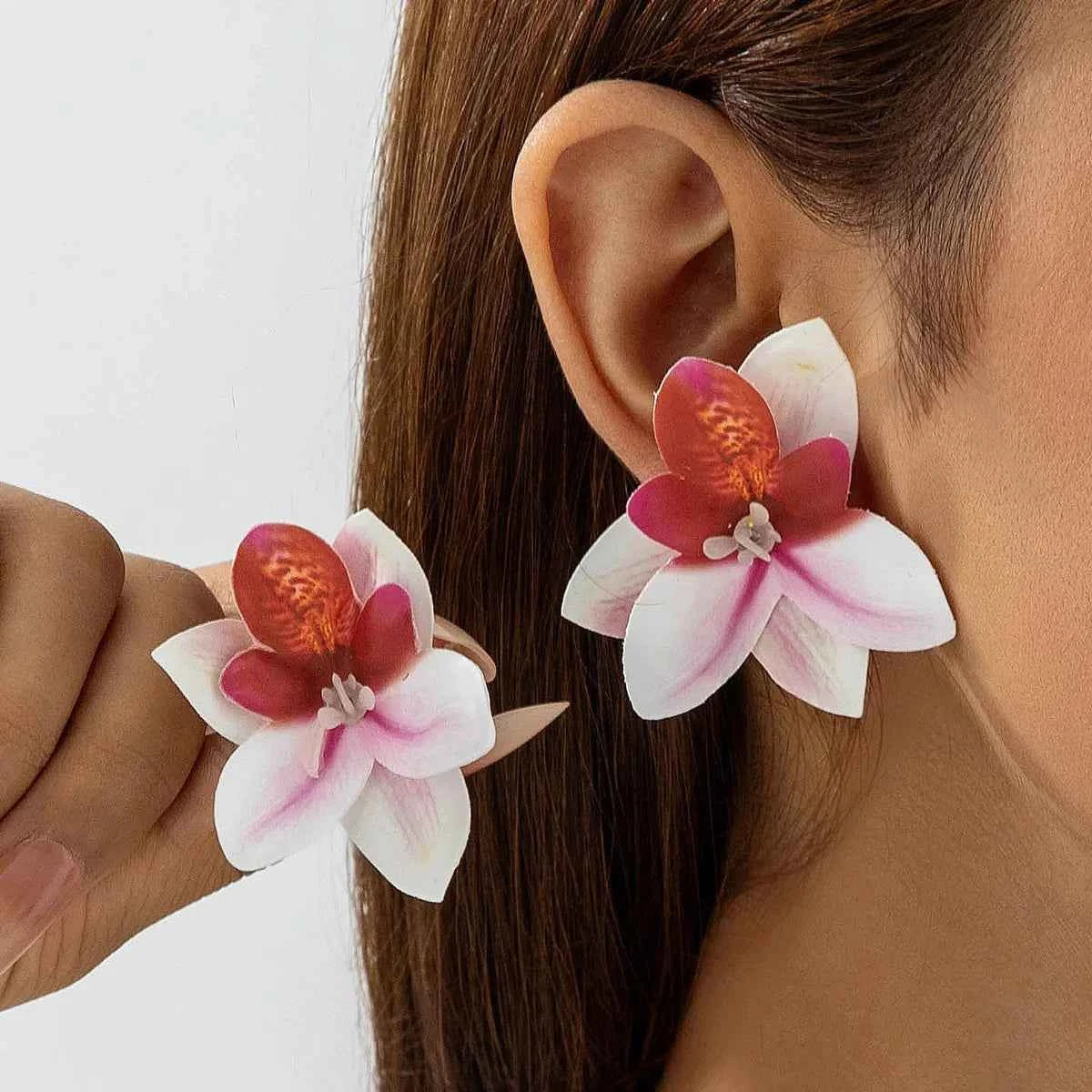 TEEK - Colorful Polyester Large Flowers Earrings JEWELRY theteekdotcom 03
