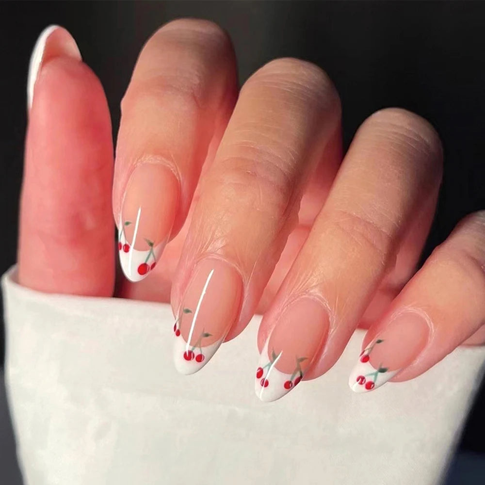 TEEK - 24pcs Romantic Decor False Almond Nails