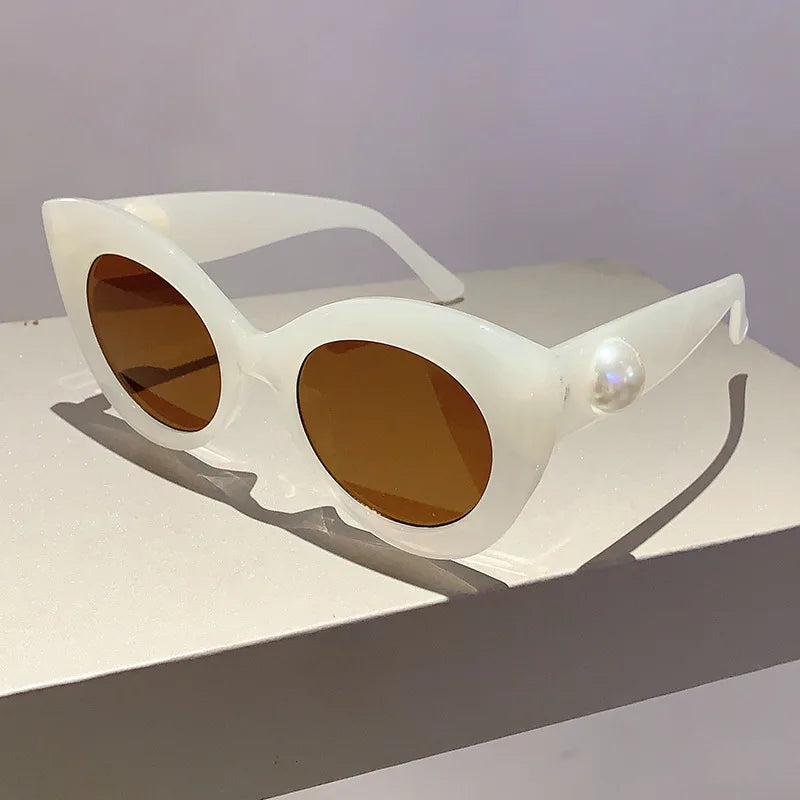 TEEK - Bold Oversized Cat Eye Sunglasses Shades EYEGLASSES theteekdotcom White Tea