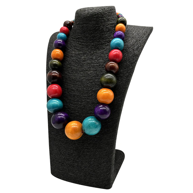 TEEK - Colorful Big Wood Beads Long Necklace JEWELRY theteekdotcom