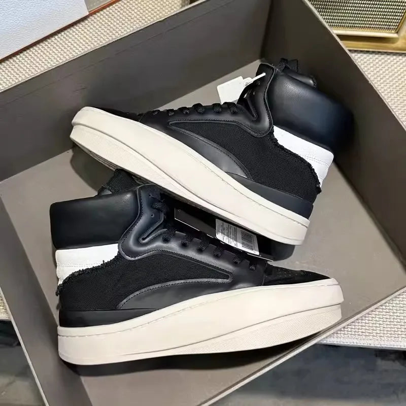 TEEK - Mens Spliced Canvas Genuine Leather High Top Sneakers SHOES theteekdotcom black 39