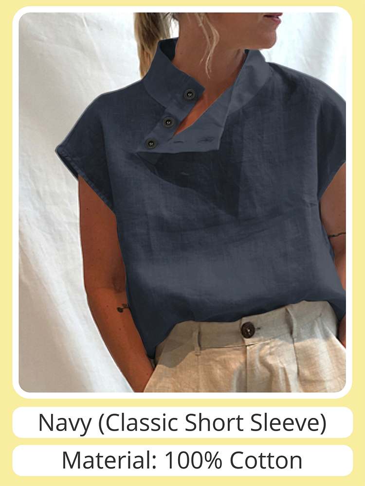 TEEK - Lightweight Button Detail Top TOPS theteekdotcom Navy S