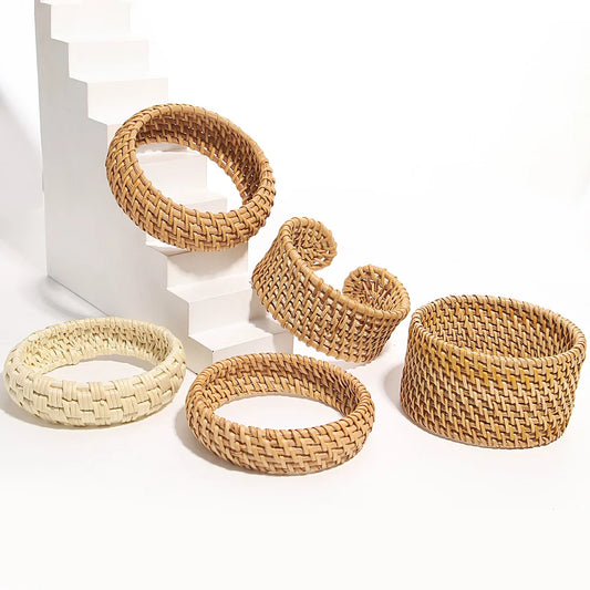 TEEK - Boho Wood Bamboo Rattan Weave Bracelet JEWELRY theteekdotcom