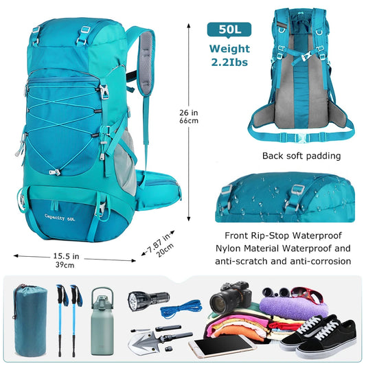TEEK - 50L Hiking Backpack with Rain Cover BAG theteekdotcom