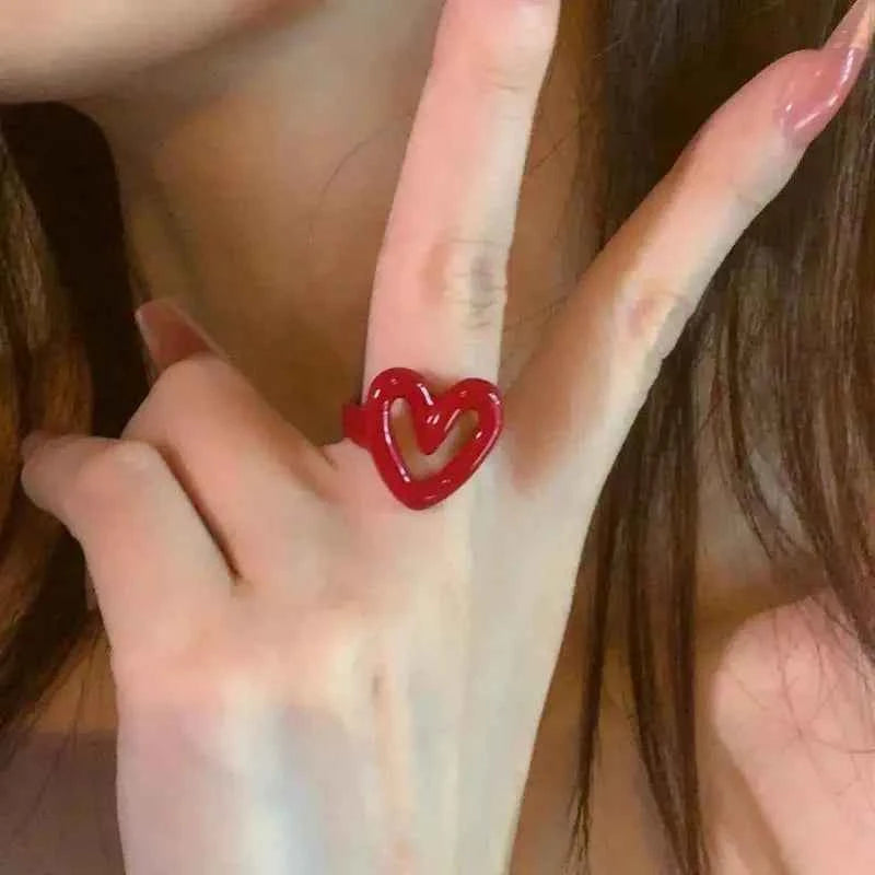 TEEK - Enamel Heart Love Rings JEWELRY theteekdotcom