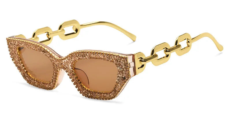 TEEK - Diamond Rhinestone Vintage Fashion Glasses EYEGLASSES theteekdotcom Metal Champagne