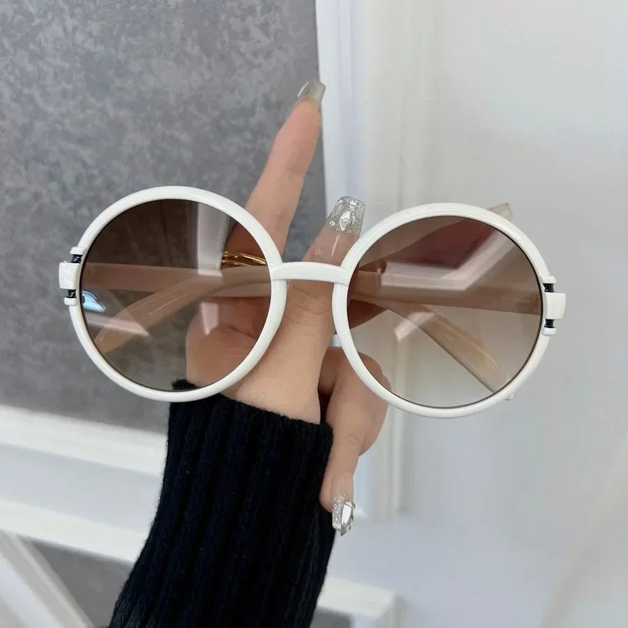 TEEK - Retro Round Sunglasses EYEGLASSES theteekdotcom WhiteDoubleBrown