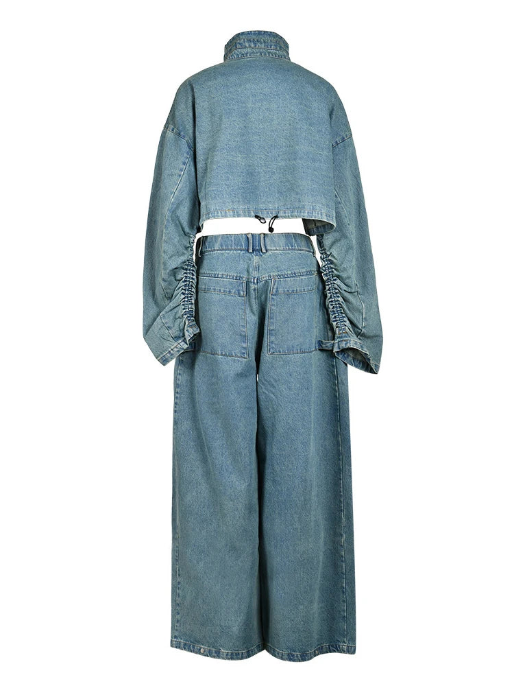 TEEK - Drawstring Denim Pocketed Pieces SET theteekdotcom