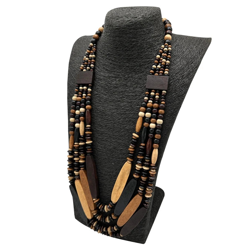 TEEK - Handmade Long Wooden Layered Necklaces JEWELRY theteekdotcom